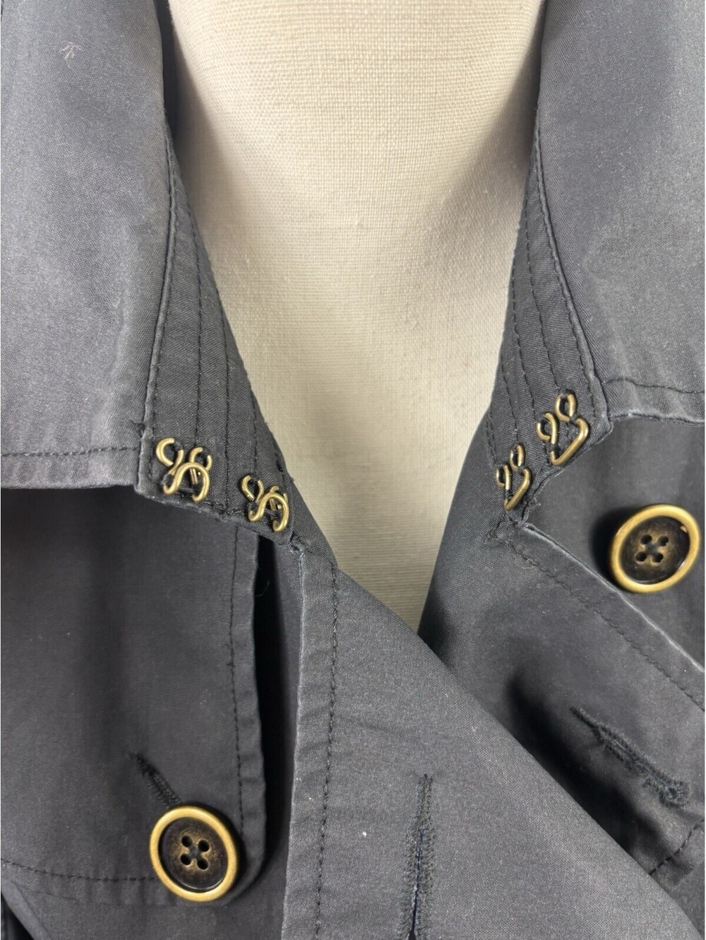VTG Old Navy Women's Short Double-Breasted Trench Jacket Sz S Water Resistant - Picture 8 of 8